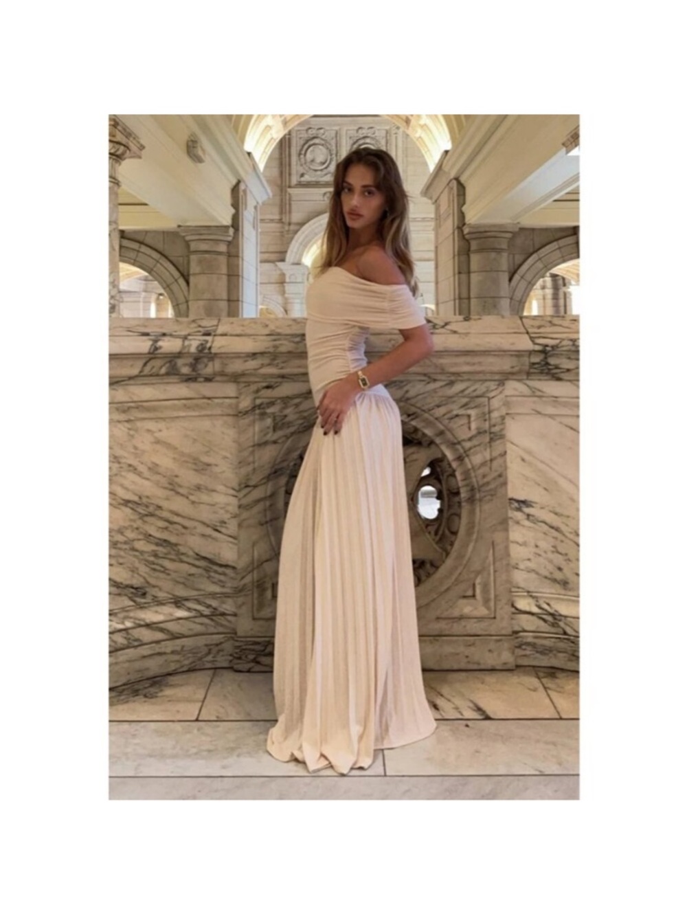 Lioness Cream Off-Shoulder Maxi Dress